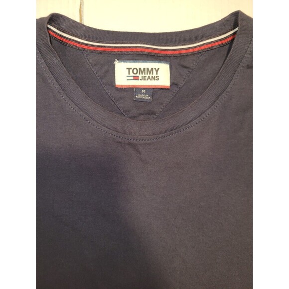 Vintage Tommy Jeans Classic Flag Logo T-Shirt Blue Mens Size M Large Spelled Out - Picture 3 of 6